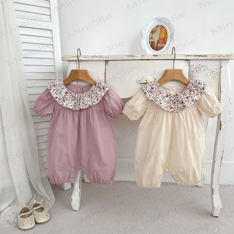 Baby Vintage Floral Peter Pan Collar Romper - image 2
