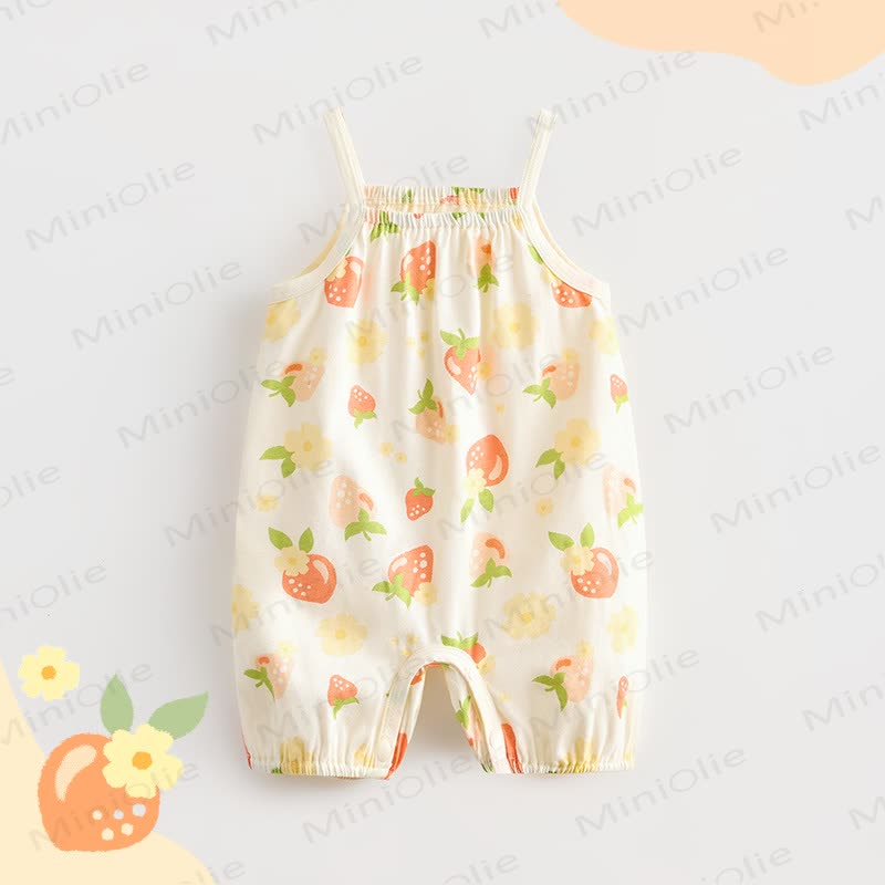 Baby Strawberry Flower Check Romper - image 1