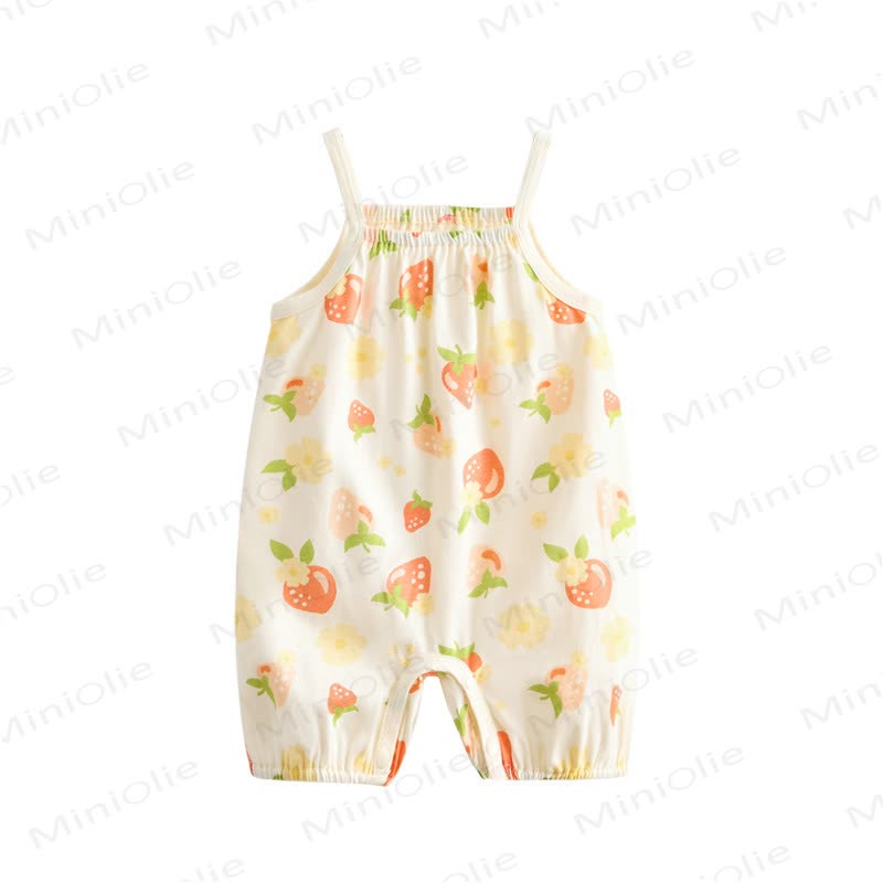 Baby Strawberry Flower Check Romper - image 2