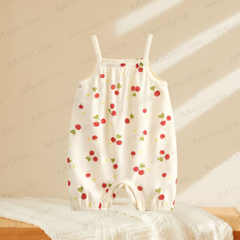 Baby Strawberry Flower Check Romper - Cherry - 2-3T - image 5