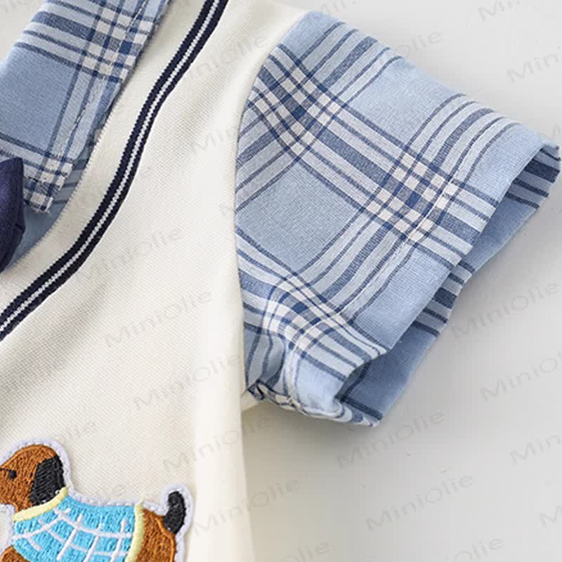 Baby Puppy Plaid Fake 2pcs Romper - image 4
