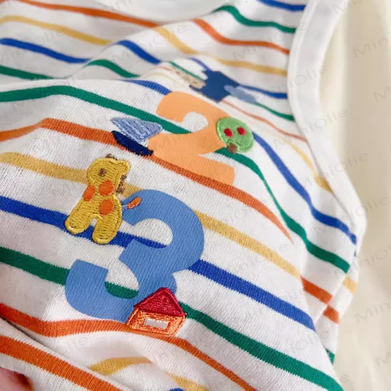 Toddler Baby Animal Colorful Striped Sleeveless Top and Shorts 2-piece Set - image 5