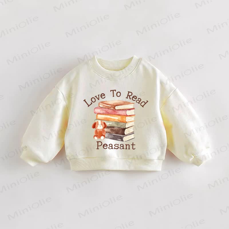 LOVE TO READ PEASANT Baby Toddler Cream Sweatshirt - Cream - 3-5T - image 1