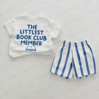 THE LITTLEST BOOK CLUB MEMBER Baby White&Blue Tee and Striped Shorts 2-piece Set - White&Blue - 2-3T - image 1