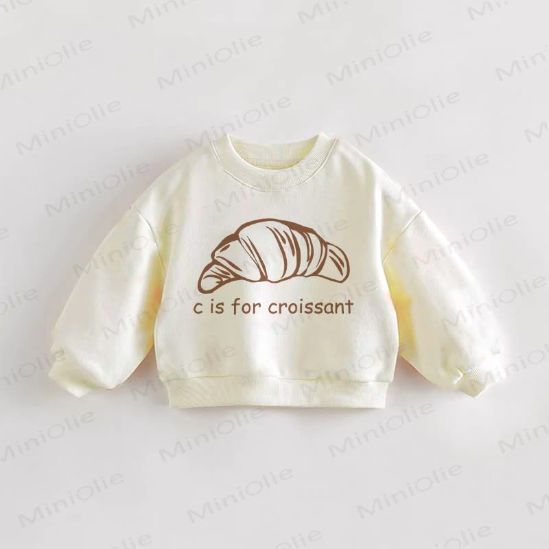 CIS FOR CROISSANT Baby Toddler Cream Sweatshirt - Cream - 3-5T - image 1