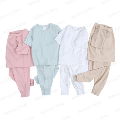 Toddler Solid Color Knit Top and Pants 2-piece Pyjama Set - image 9