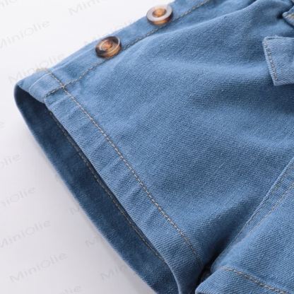 Toddler Baby Girl One Shoulder Sleeveless Top and Denim Shorts 2-piece Set - image 13