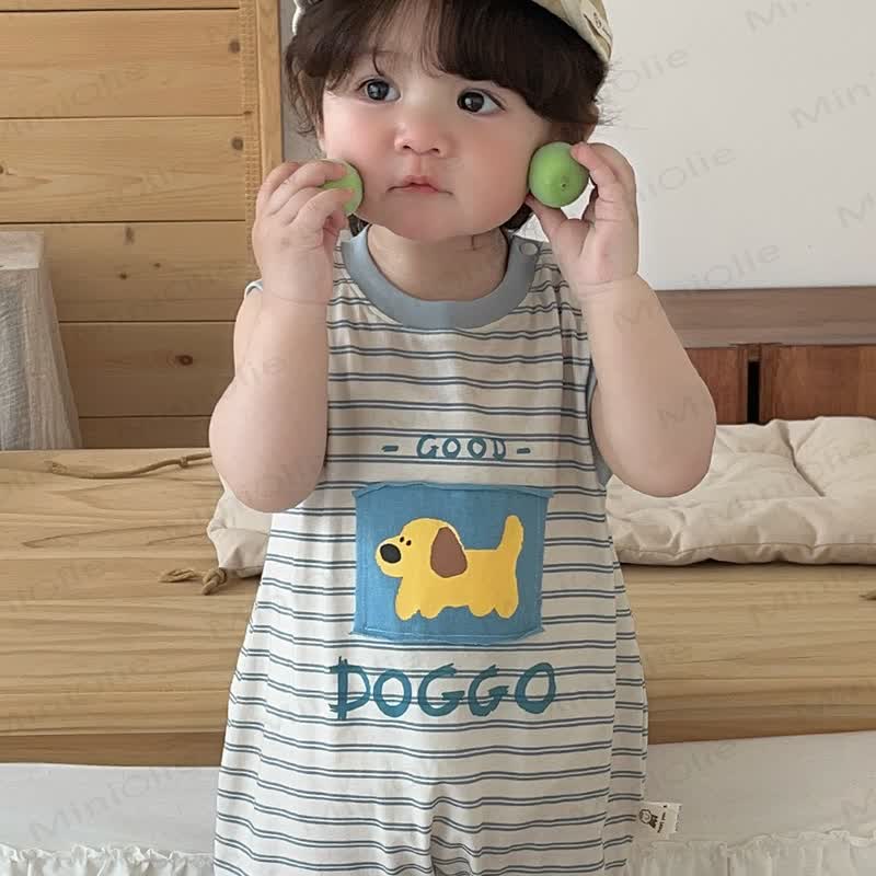 DOGGO Baby Striped Sleeveless Romper - White - 18-24M - image 1
