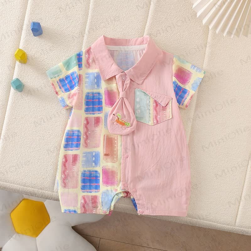 Baby Pink Plaid Collar Romper - Pink - 2-3T - image 1