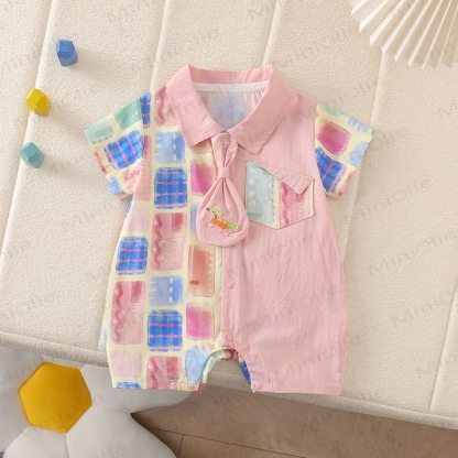 Baby Pink Plaid Collar Romper - Pink - 2-3T - image 1