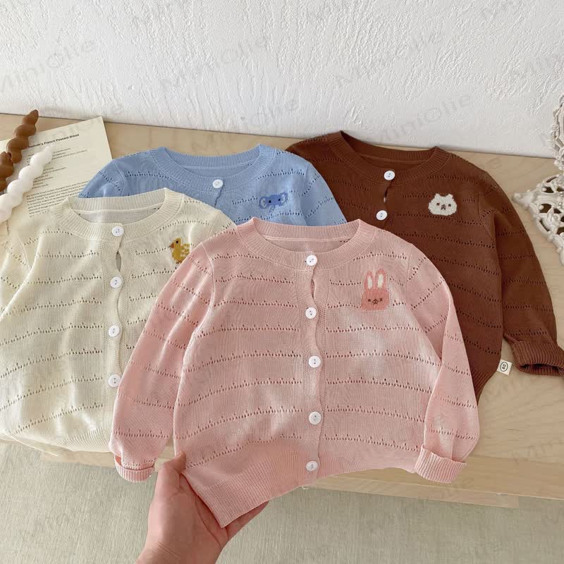 Baby Toddler Animal Knit Cardigan - Pink - 4-5T - image 2