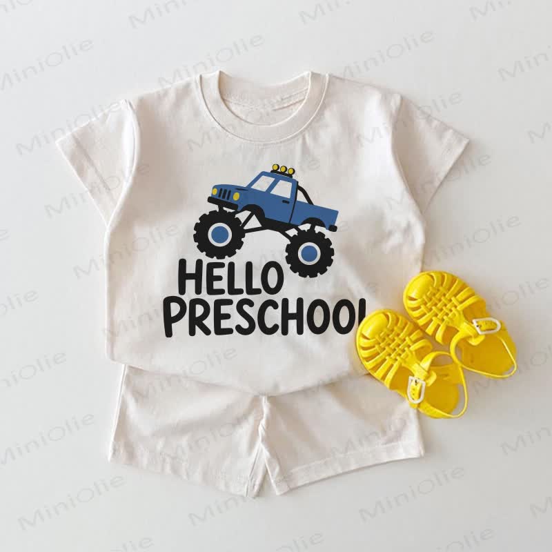 HELLO PRESCHOOL Baby White Tee and Shorts 2-piece Set - White - 18-24M - image 1