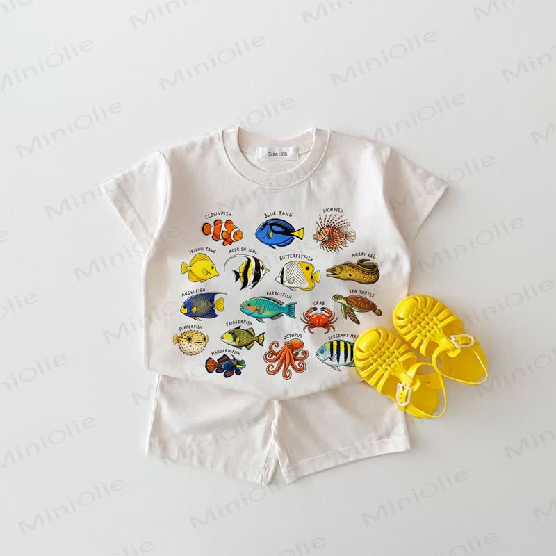 Baby Marine Life White Tee and Shorts 2-piece Set - White - 18-24M - image 1
