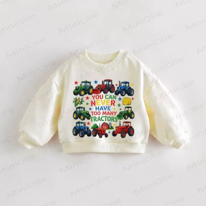 YOU CAN NEVER HAVE TOO MANY TRACTORS Baby Toddler Slogan Cream Sweatshirt - Cream - 3-5T - image 1