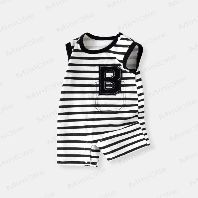 Baby Cartoon Patch Colorblock Sleeveless Onesie - Black Letters - 18-24M - image 9