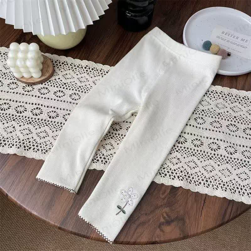 Toddler Girls Floral Hem Leggings - Beige - 4-5T - image 2