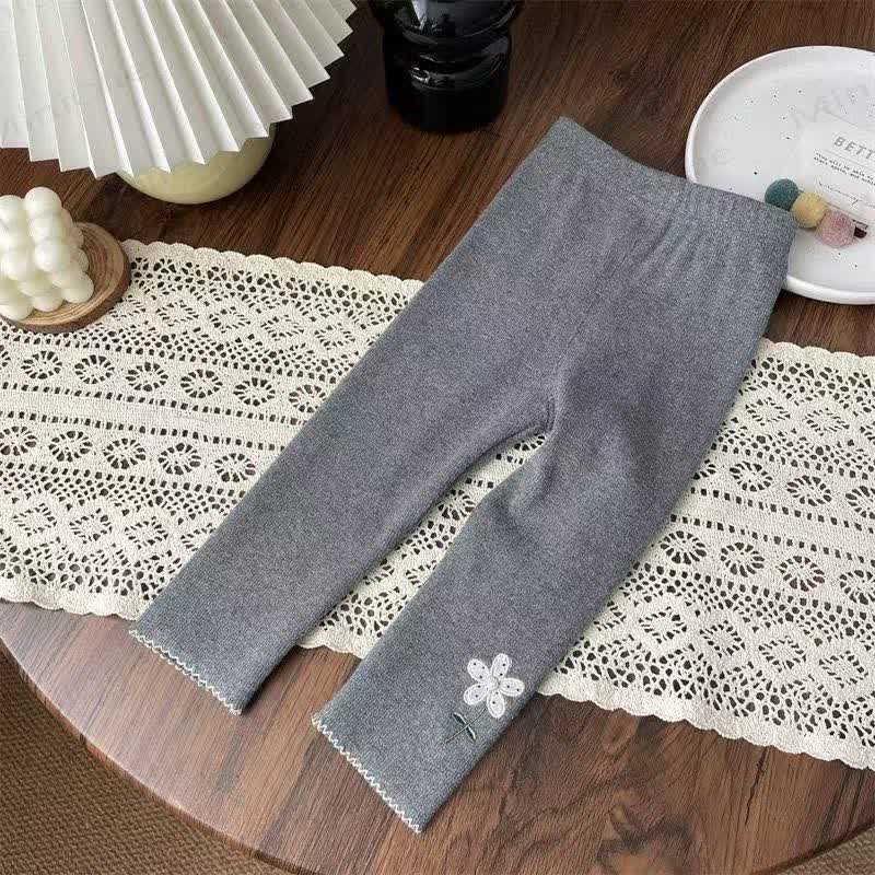 Toddler Girls Floral Hem Leggings - Gray - 4-5T - image 3