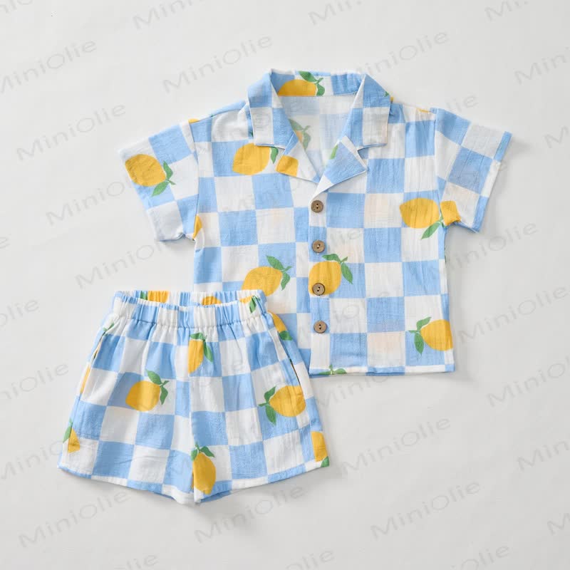 Baby Toddler Lemon Check Shirt and Shorts 2-piece Set - image 2
