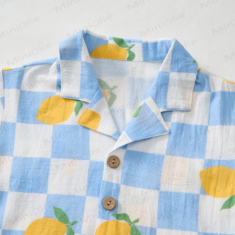 Baby Toddler Lemon Check Shirt and Shorts 2-piece Set - image 4