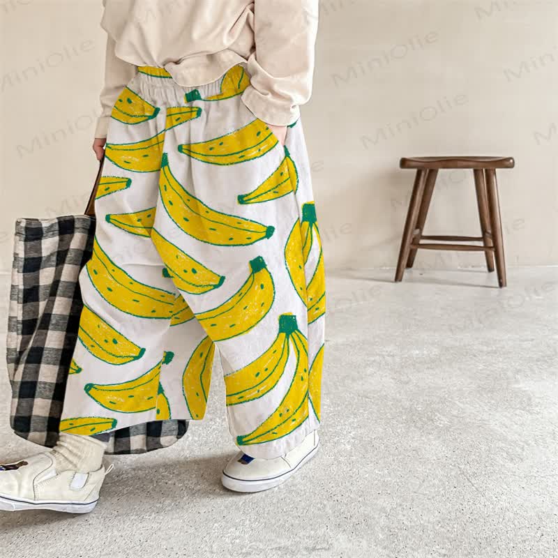 Baby Girls White Banana Print Pants - White - 2-3T - image 1