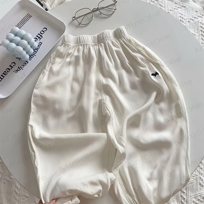 Toddler Girls Gingham/Solid Color Lace Trim Pants - Beige - 8-9T - image 2