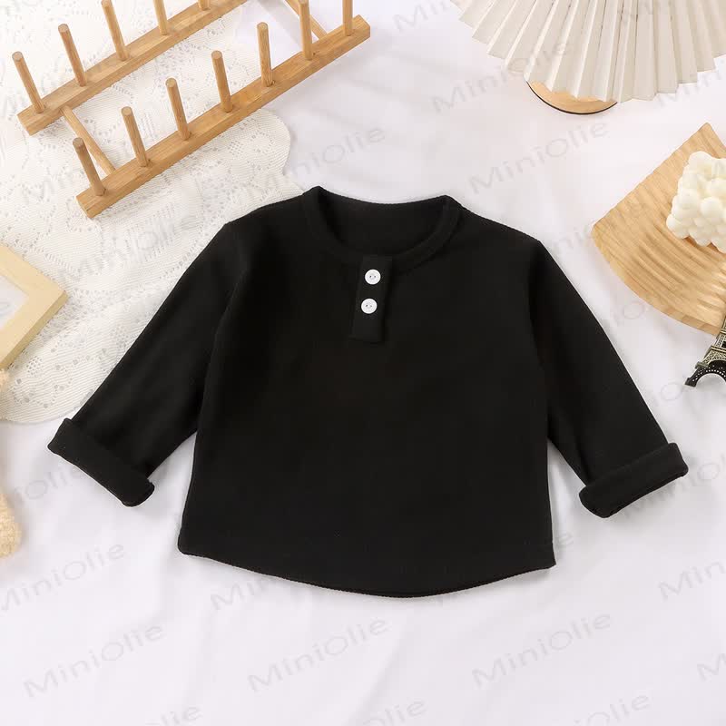 Toddler Baby Solid Color Ribbed Long Sleeve T-Shirt - Black - 10-11T - image 11