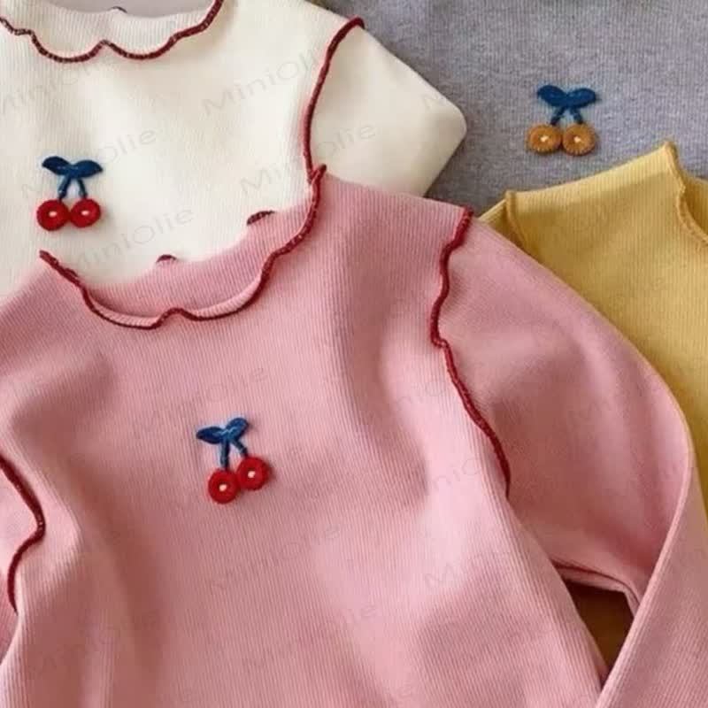 Baby Toddler Girl Cherry Embroidered Ribbed T-Shirt - image 10