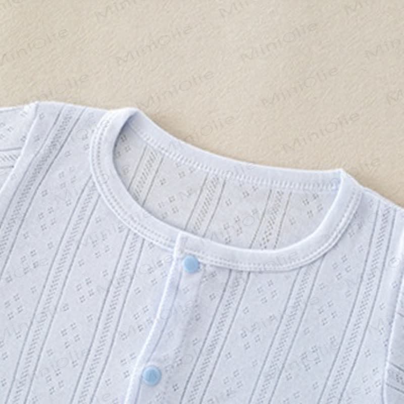 Baby Solid Color Short Sleeve Snap Front Pyjama Romper - image 10