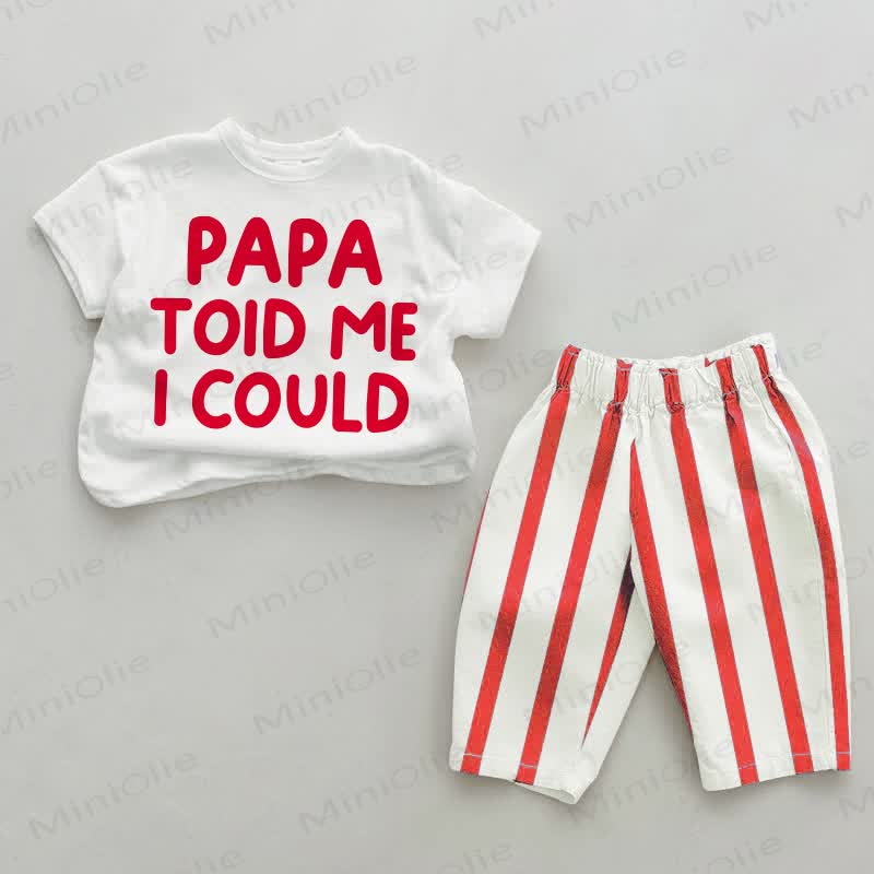 PAPA TOLD ME I COULD Baby White&Red Vertical Striped 2-piece Set - White&Red - 4-5T - image 1