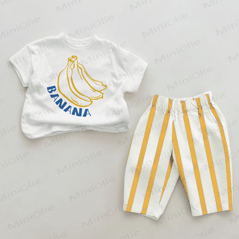 BANANA Baby White&Yellow Vertical Striped 2-piece Set - White&Yellow - 2-3T - image 1
