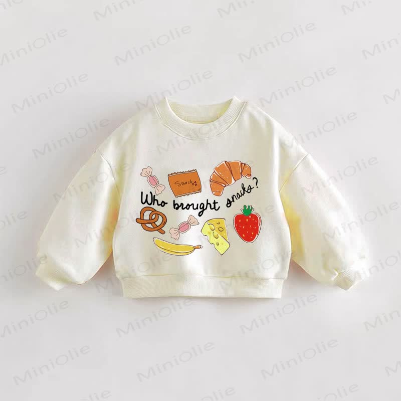WHO BROUGHT SNACKS? Baby Toddler Cream Sweatshirt - Cream - 3-5T - image 1