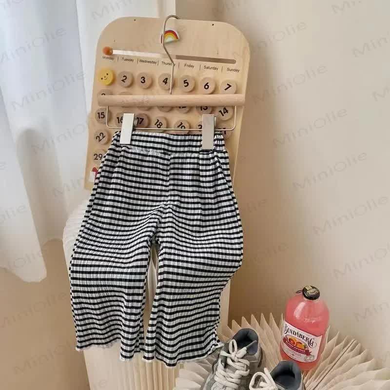 Toddler Baby Girls Striped Summer Pants - Black - 6-7T - image 3
