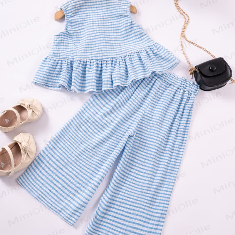 Toddler Girl Striped Peplum Sleeveless Top and Pants 2-piece Set - image 6