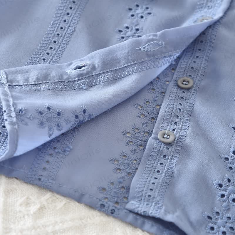Toddler Baby Girl Solid Color Eyelet Ruffle Collar Top and Skirt 2-piece Set - image 9
