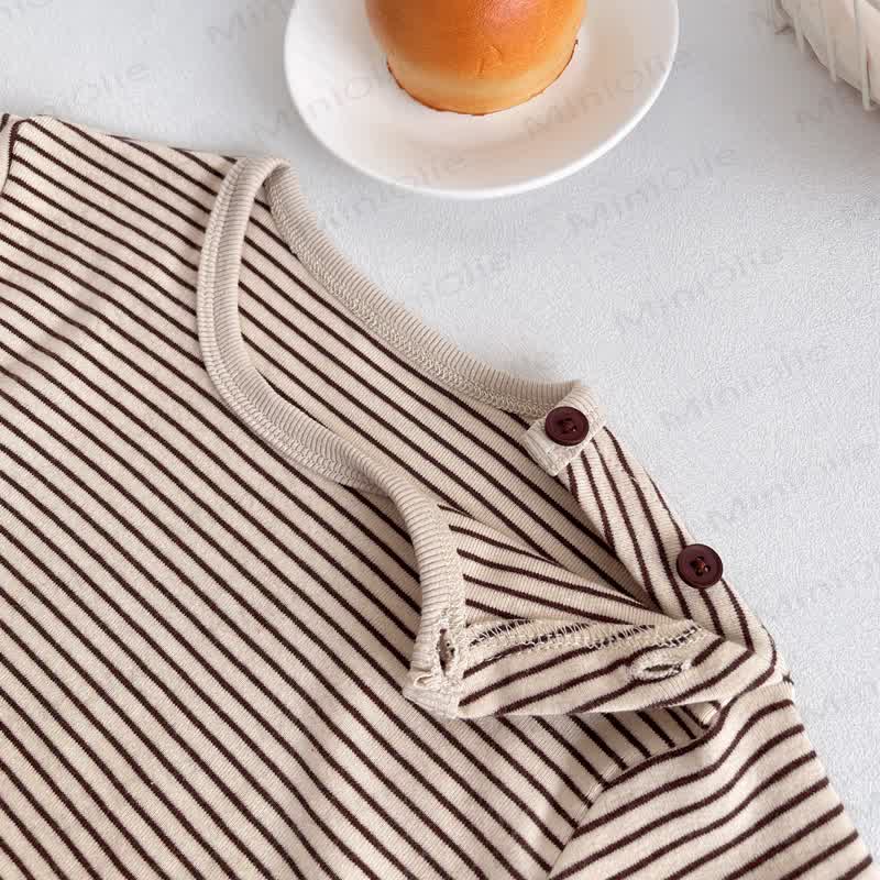 Baby Toddler Striped Shoulder Button Long Sleeve Tee - image 6