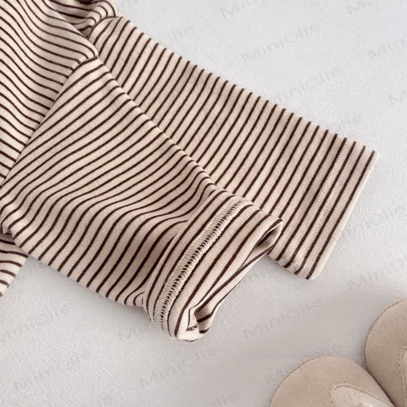 Baby Toddler Striped Shoulder Button Long Sleeve Tee - image 9