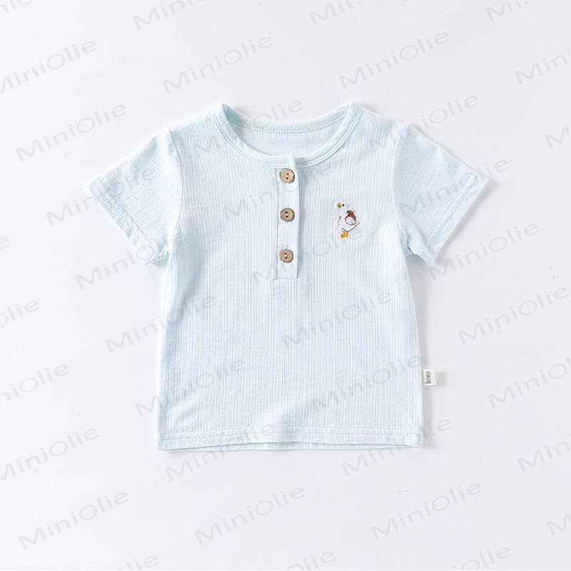 Baby Toddler Animal/Fruit Embroidered Ribbed Tee - Blue - 2-3T - image 5