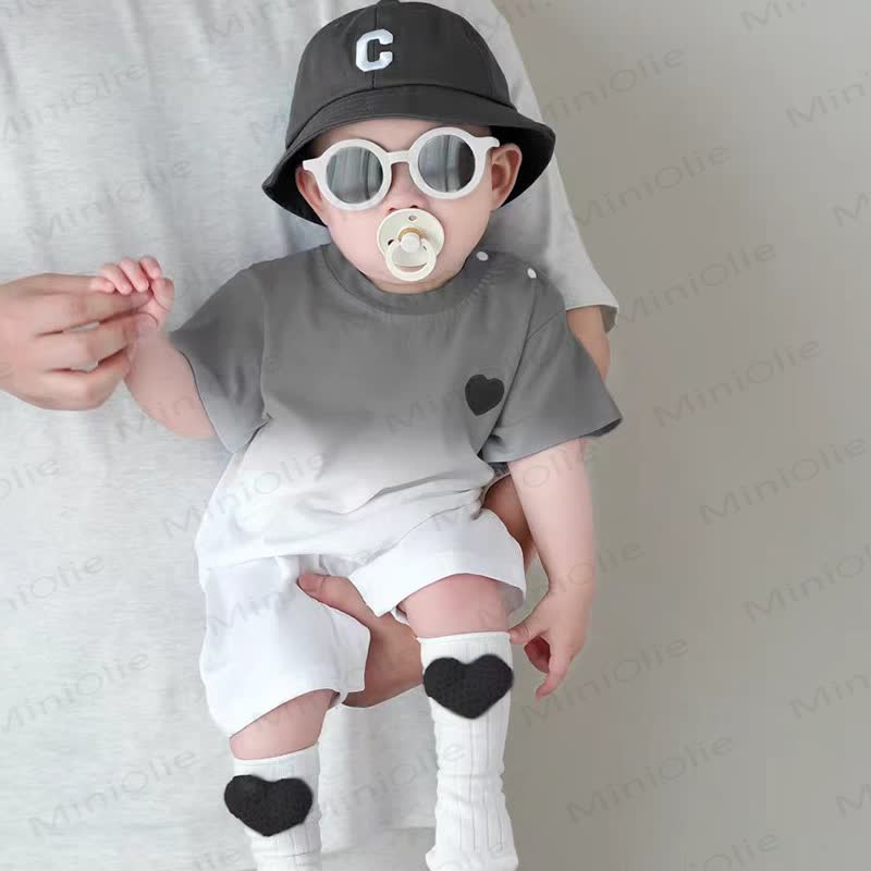 Baby Gradient Color Short Sleeve Romper - Grey - 18-24M - image 1