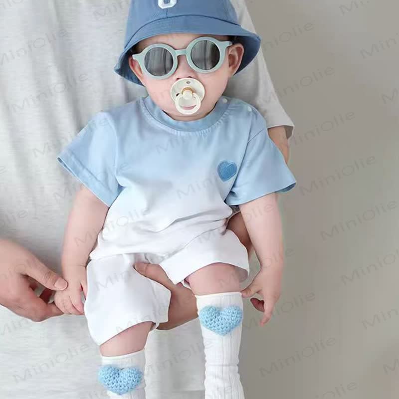 Baby Gradient Color Short Sleeve Romper - Blue - 18-24M - image 3