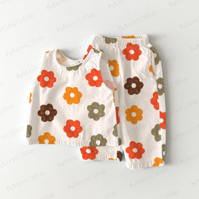 Baby Toddler White Flower Tank Top and Pants 2-piece Set - White - 3-4T - image 1