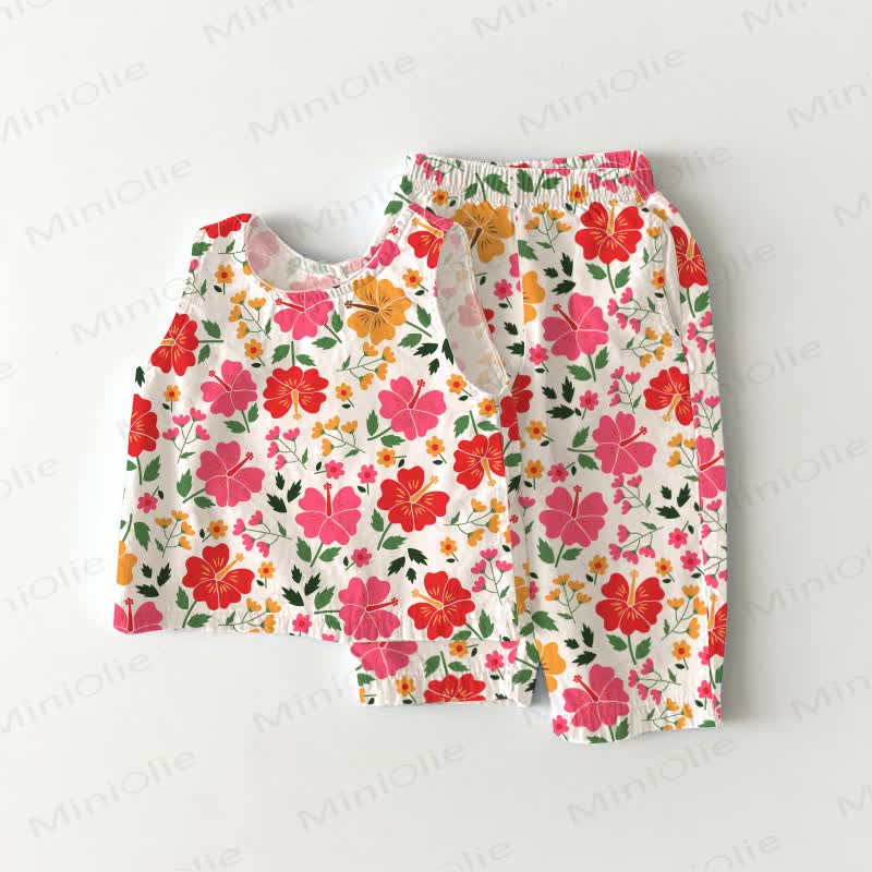 Baby Toddler White Hibiscus Tank Top and Pants 2-piece Set - White - 3-4T - image 1