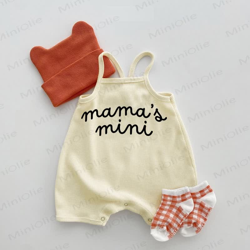 MAMA'S MINI Baby Waffle Suspenders Romper - Beige - 18-24M - image 1