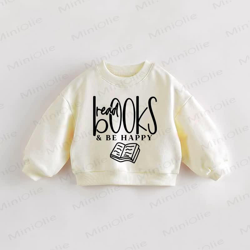 READ BOOKS & BE HAPPY Baby Toddler Sweatshirt - Cream - 3-5T - image 1