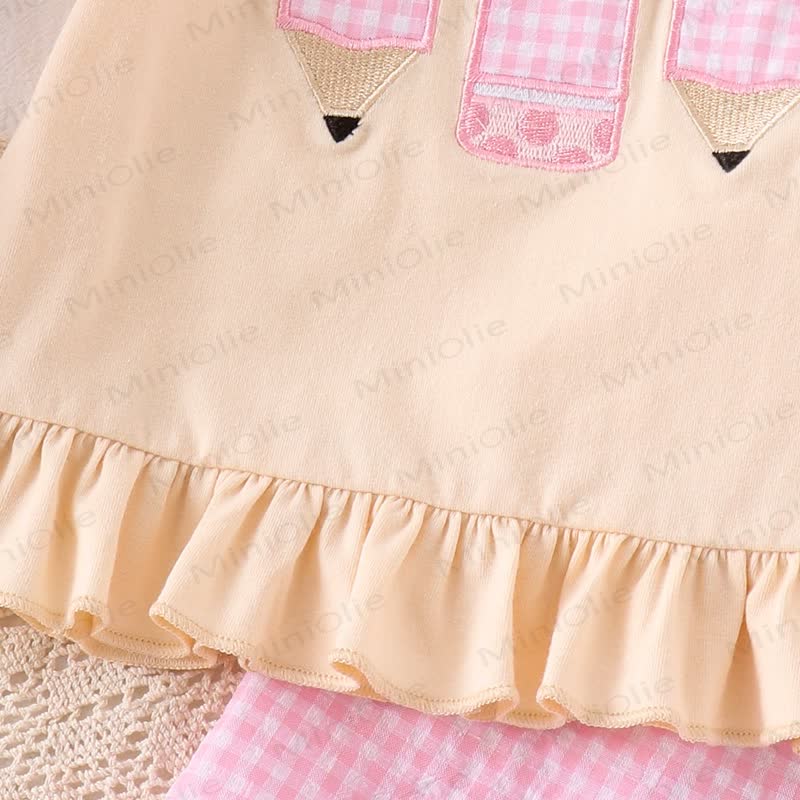 Toddler Baby Girls Pencil Applique Top and Shorts 2-piece Set - image 7