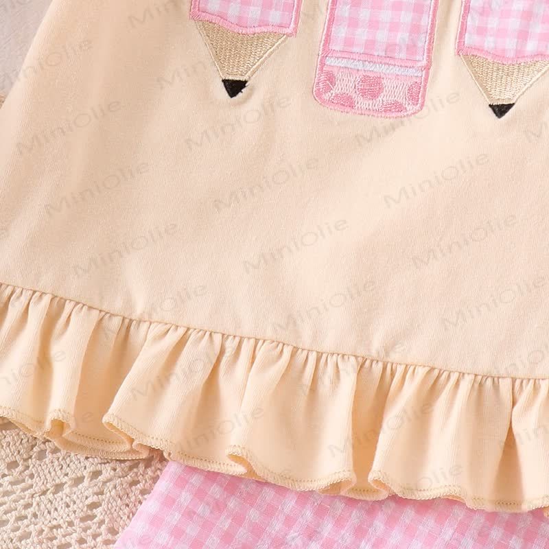 Toddler Baby Girls Pencil Applique Top and Shorts 2-piece Set - image 7