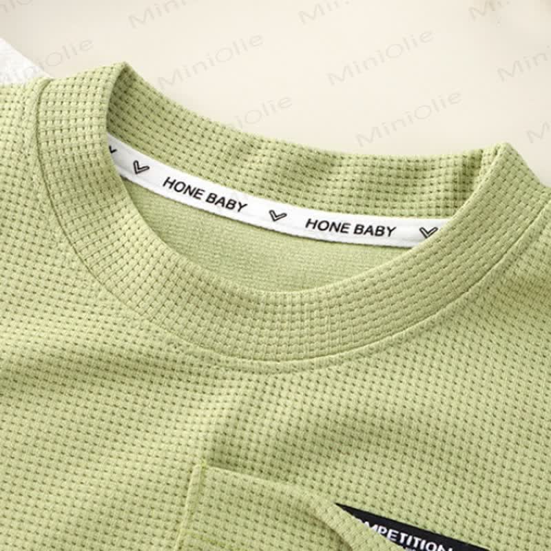Toddler Solid Color Waffle Pocket Top and Shorts 2-piece Set - image 10
