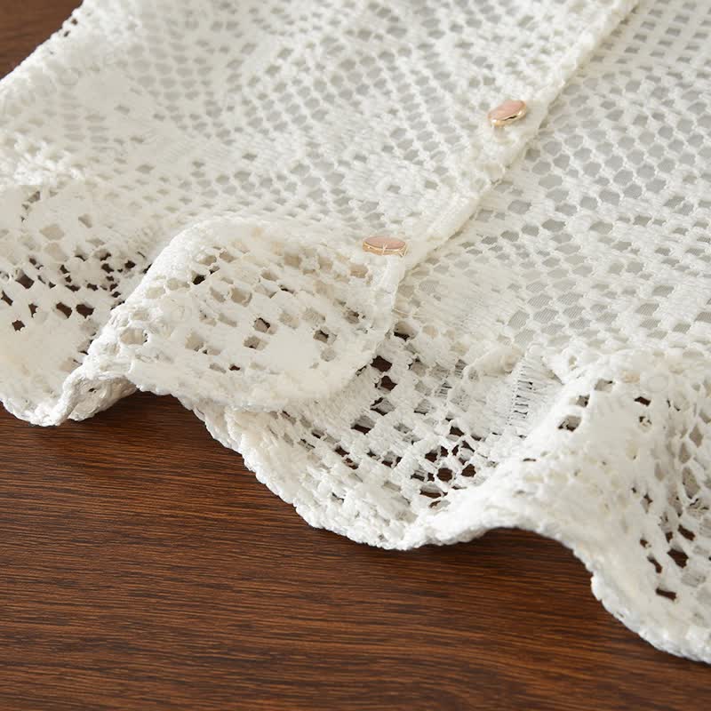 Toddler Girl White Crochet Lace Button Top and Pants Set - image 4