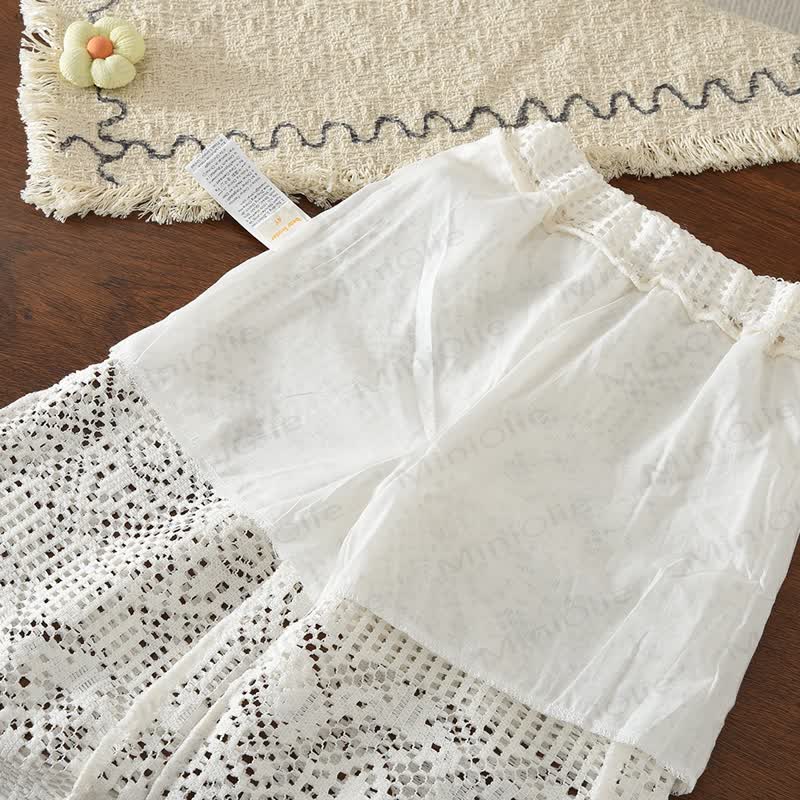 Toddler Girl White Crochet Lace Button Top and Pants Set - image 6