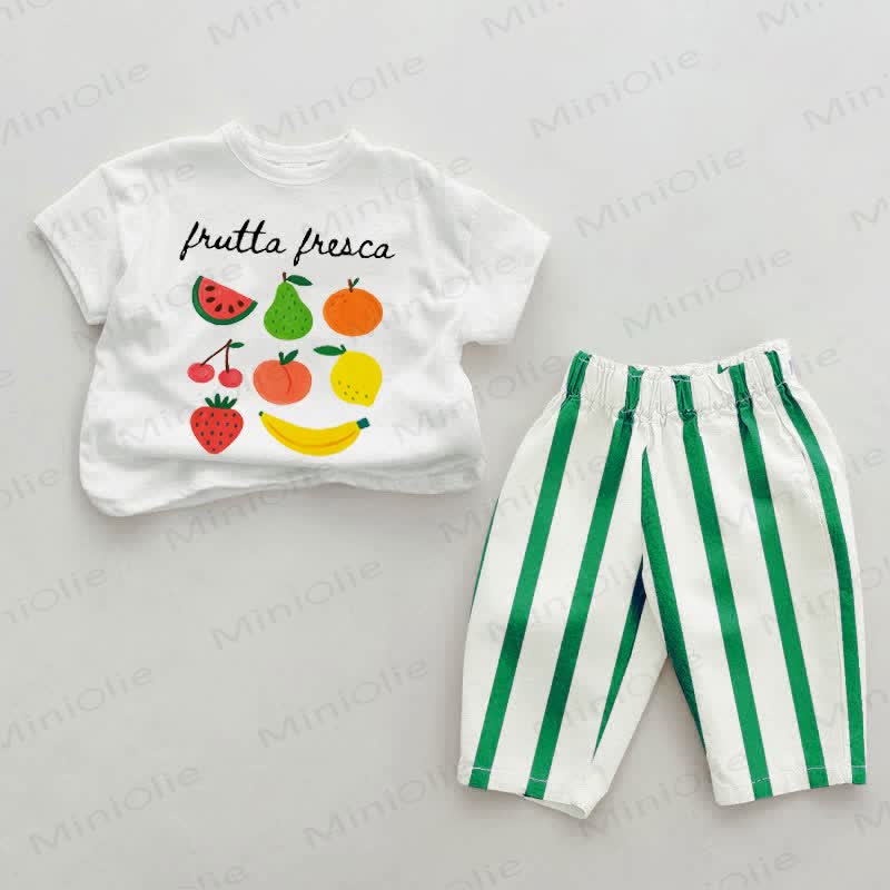 FRUTTA FRESCA Baby Green Striped 2-piece Set - Green&White - 2-3T - image 1