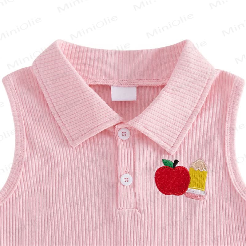 Toddler Girl Apple Patch Sleeveless Top and Skirt 2-piece Set - image 2